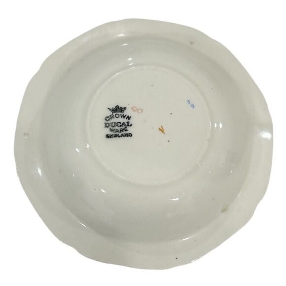 Vintage Crown Ducal Shallow Fruit Dish Red and Cream with Pink Flower Pattern - Picture 5 of 6